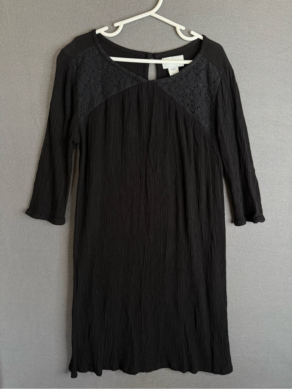 Old Navy Black 3/4 Sleeve Dress with Lace Size 6/7